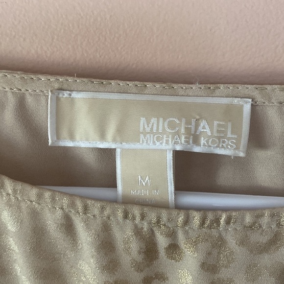 Gold Michael Kors leopard print blouse with tie - Picture 4 of 6